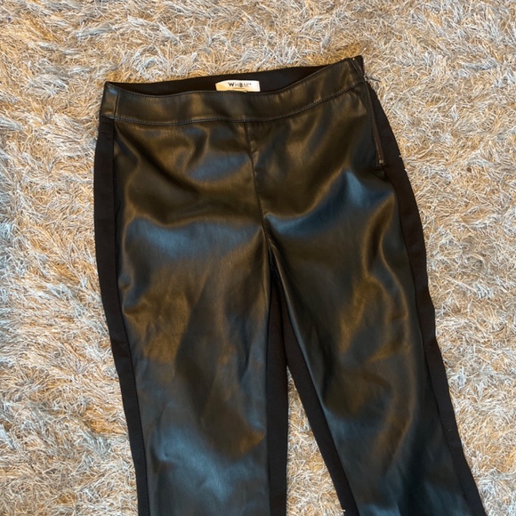 White House Black Market Black Front Pleather Pull On Leggings / Pants Size 2 - Picture 3 of 8